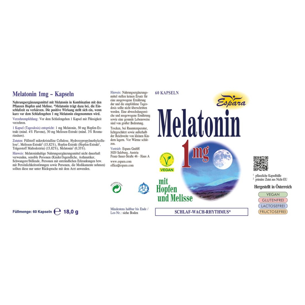Espara Melatonin 1mg 60 Kps.