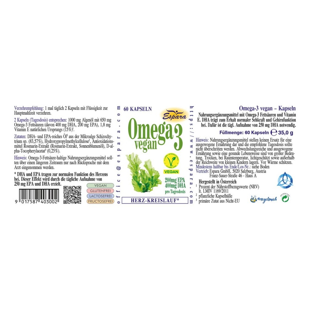 Espara Omega-3 vegan  60 Kps.