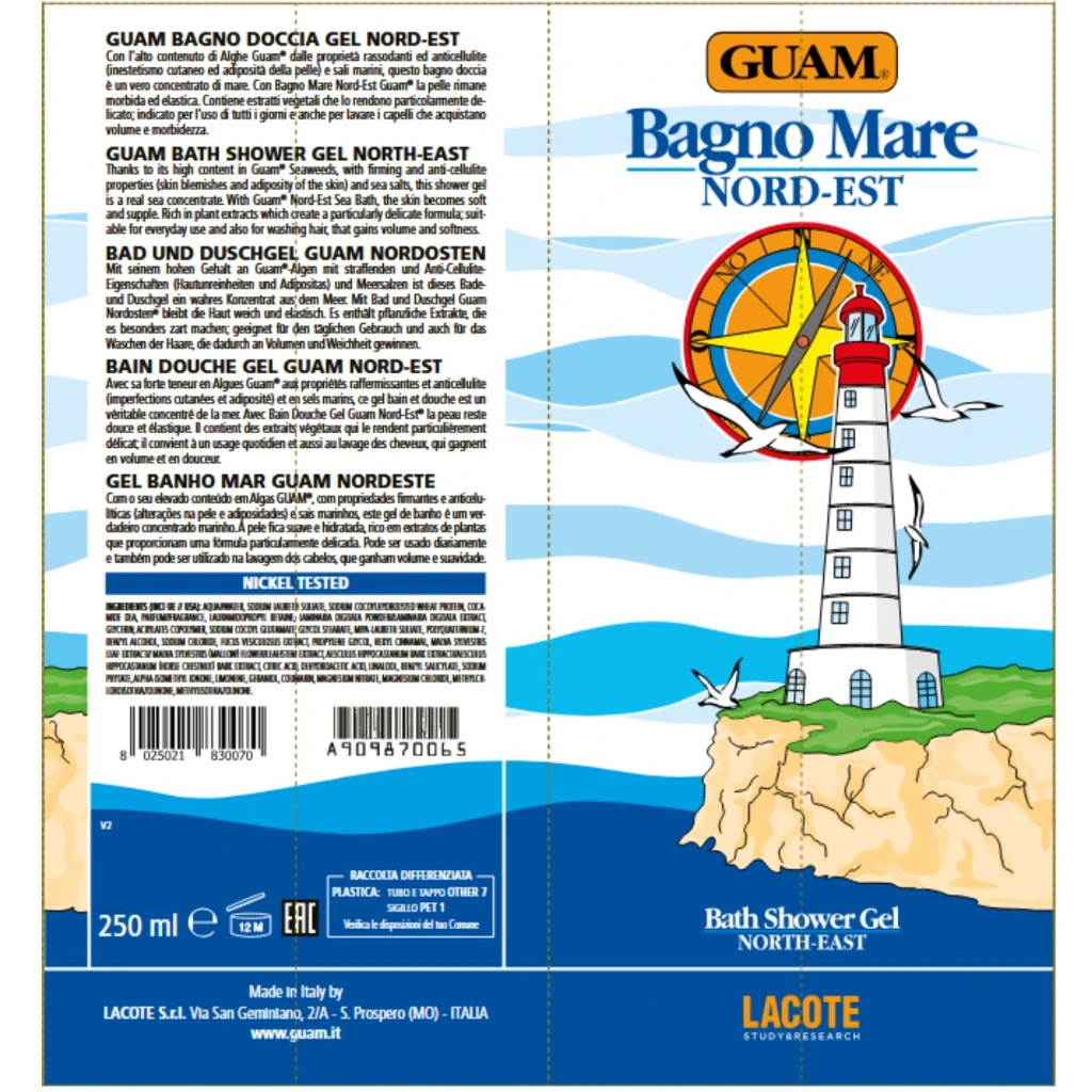 GUAM Nord-Est Algen-Dusch- Shampoo-Lotion 250ml 833 Back.webp