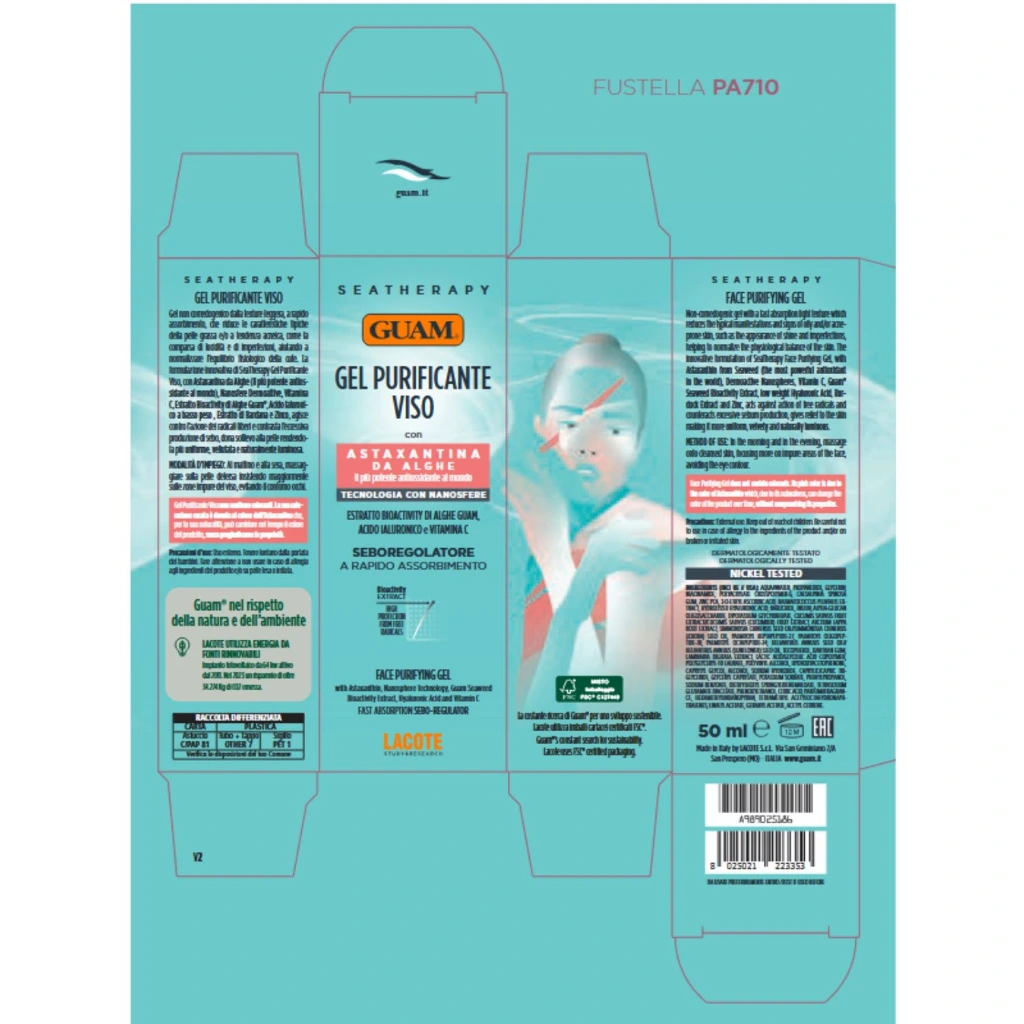 GUAM SEATHERAPY Gel Purificante - reinigendes Gesichtsgel Astaxantine 50ml 1250 Verpackung.webp