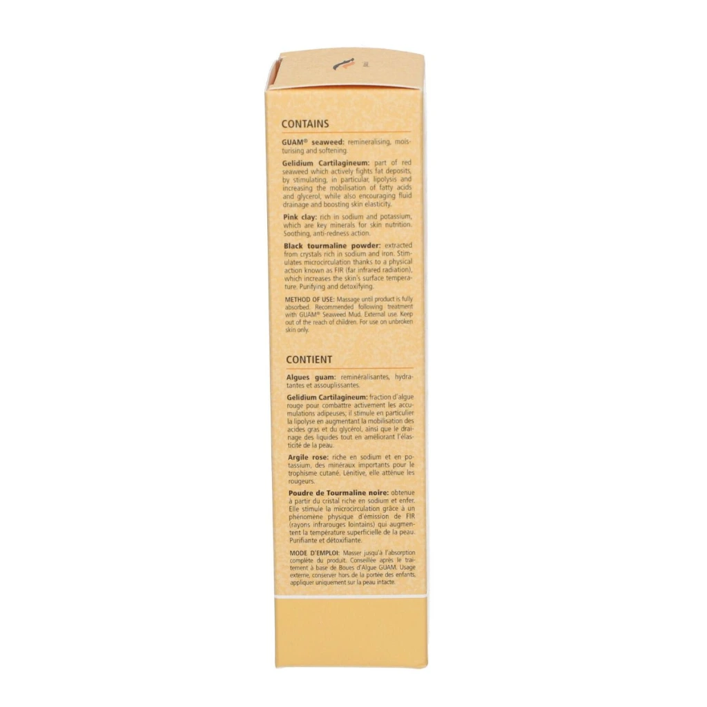 GUAM hautstraffende Fango-Gel-Creme FIR 200 ml 805-2_Verpackung Inhalt 1500x1500px.webp