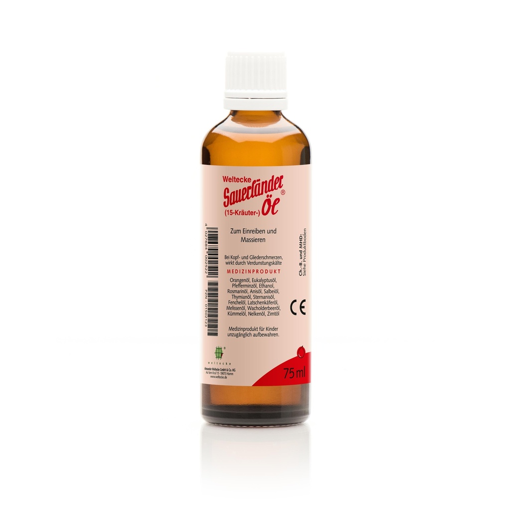[2522]  Weltecke Sauerländer 15-Kräuter-Öl 75ml  